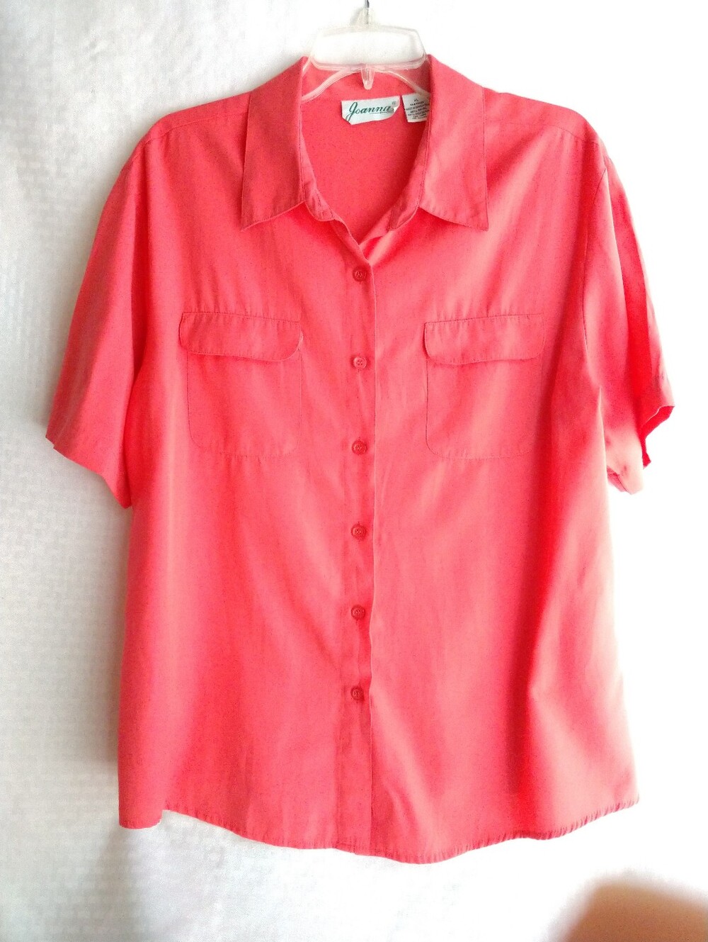 Joanna Orange Short Sleeve Camp Shirt Blouse Size XL Chest 44"